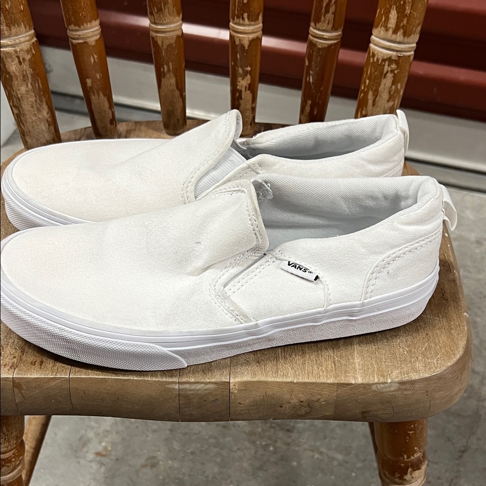Vans Classic White Canvas Slip-Ons